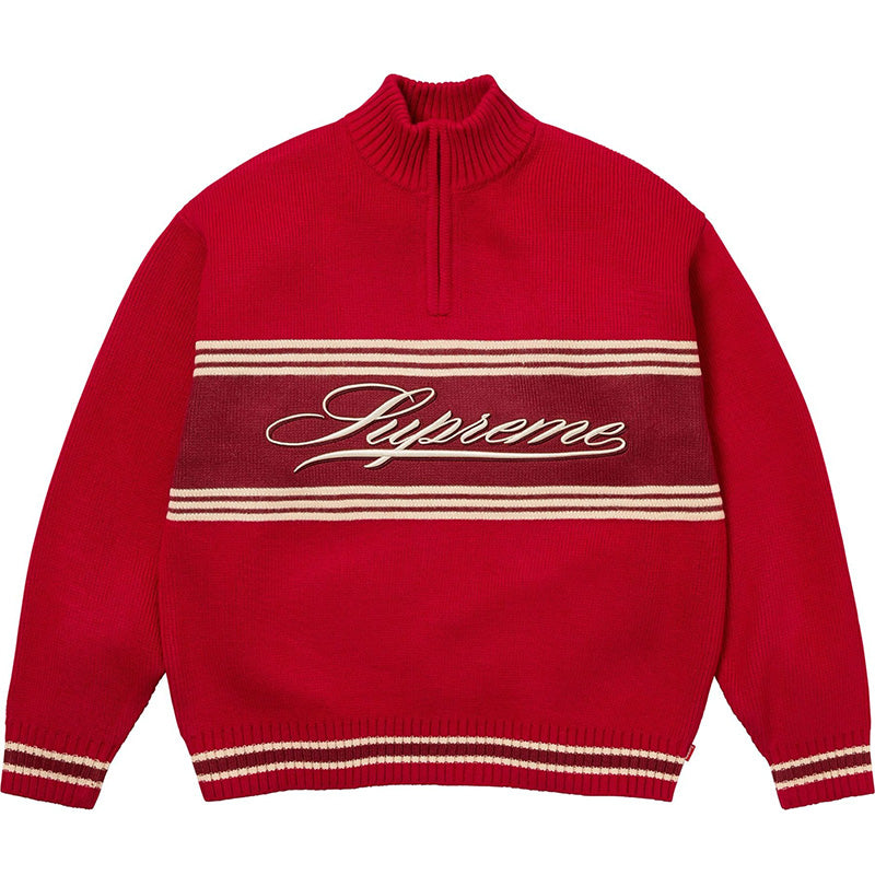 Supreme Script Stripe Half Zip Sweater