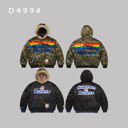 Supreme M & N Teams Hooded Satin Varsity Jacket