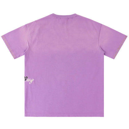 Letter Print Washed Distressed T-Shirt